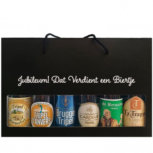 Bierpakket Tripel Bier: Jubileum! Dat Verdient een Biertje (6 flesjes) -  Geschenkdoos
